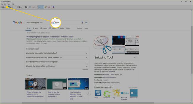 Nové tlačítko v nástroji pro vystřihování Windows