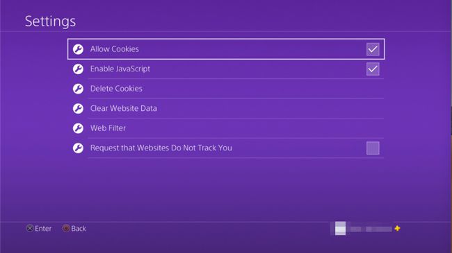 PS4ブラウザ設定でCookieを許可するオプション