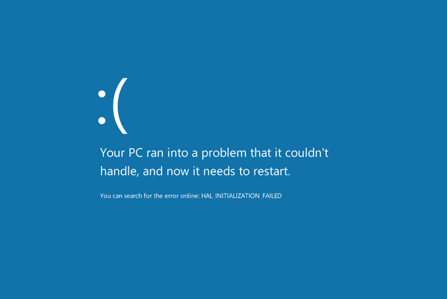 Windows 8'de 0x5C HAL_INITIALIZATION_FAILED Mavi Ölüm Ekranının (BSOD) ekran görüntüsü