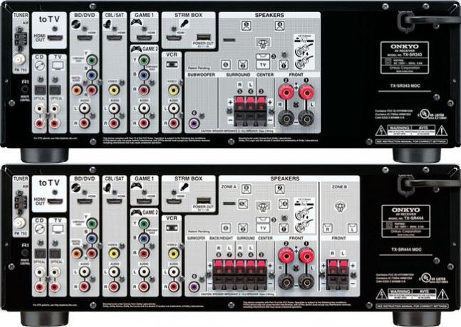 Onkyo TX-SR343 (5.1) vs TX-SR444 (7.1) არხის მიმღებები