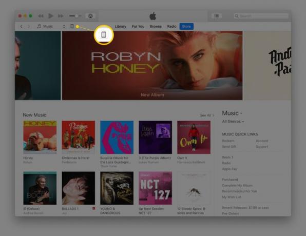 ไอคอนอุปกรณ์ใน iTunes บน macOS