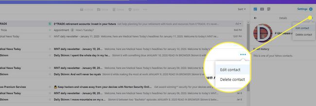Editar opção de contato no Yahoo Mail