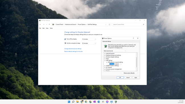 Windows 11 전원 옵션에서 USB 선택적 일시 중단 설정이 비활성화됨