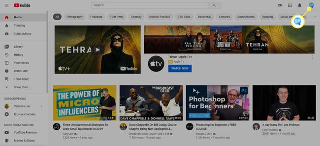 YouTube - selecteer profielafbeelding