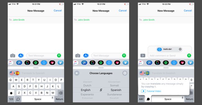 Verwenden der iTranslate-App in iMessage zum Übersetzen eines ausgehenden Textes