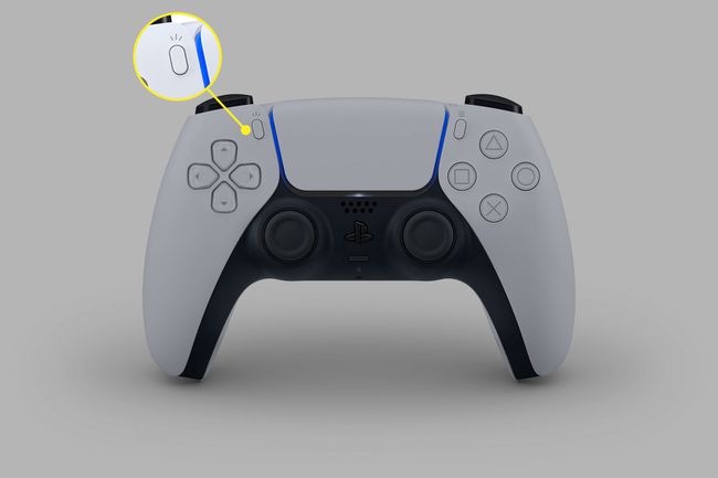 O botão Criar em um controlador DualSense para PS5