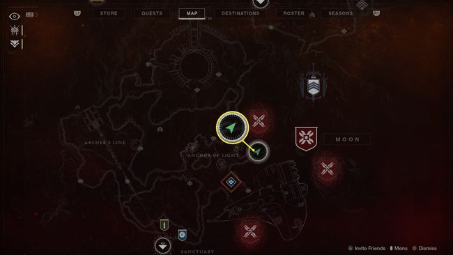 Umístění Temple of Crota na mapě v Destiny 2