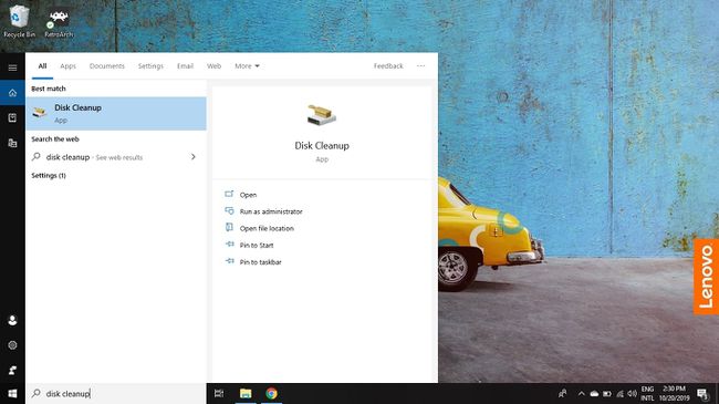 Windows arama kutusuna disk temizleme yazın ve beliren listeden Disk Temizleme uygulamasını seçin.