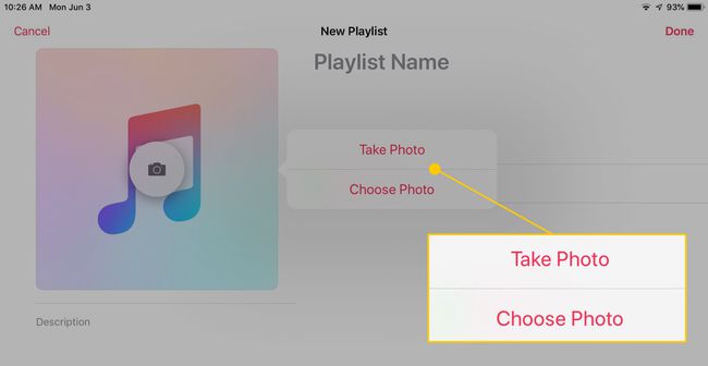 Ota tai valitse valokuva soittolistalle Musiikki-sovelluksessa