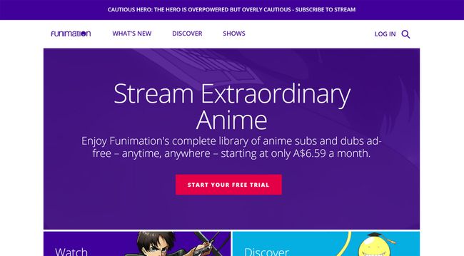 Funimation Now שירות הזרמת אנימה באתר Funimation.