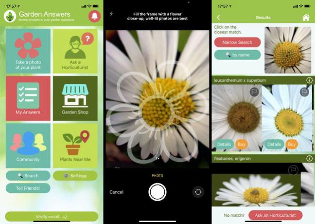 Snímky obrazovky aplikace Garden Answers pro iOS
