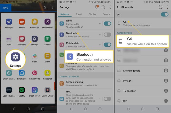 Configuración Bluetooth detectable en Android