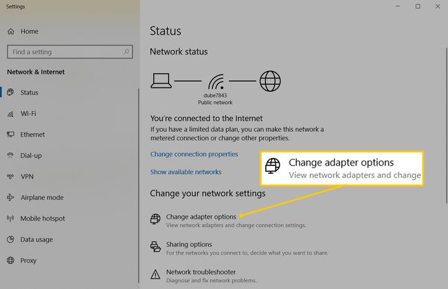 Cambiar las opciones del adaptador en la configuración de Windows