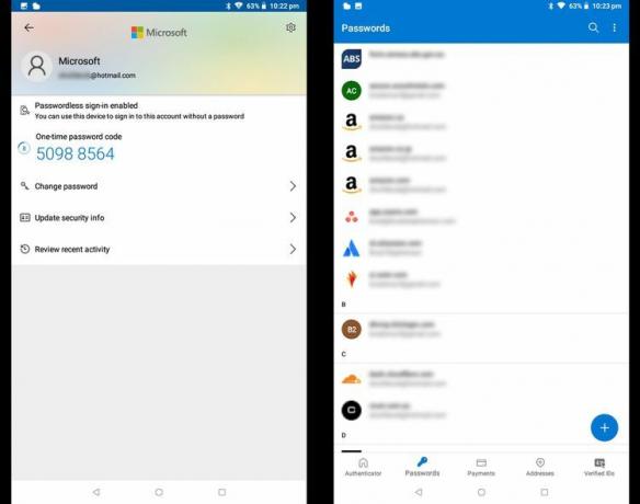 Microsoft Authenticator Android-tahvelarvutis.