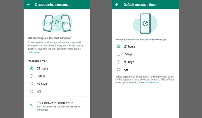 Испробајте подразумевани тајмер за поруке и 24 сата истакнуто у подешавањима ВхатсАпп порука које нестају