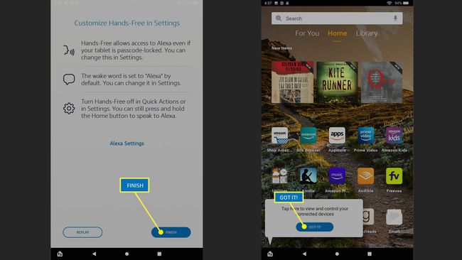 Завершіть налаштування планшета Fire і Отримайте це на головному екрані планшета Amazon Fire