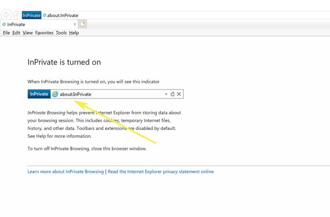 Activando la navegación InPrivate en Internet Explorer.
