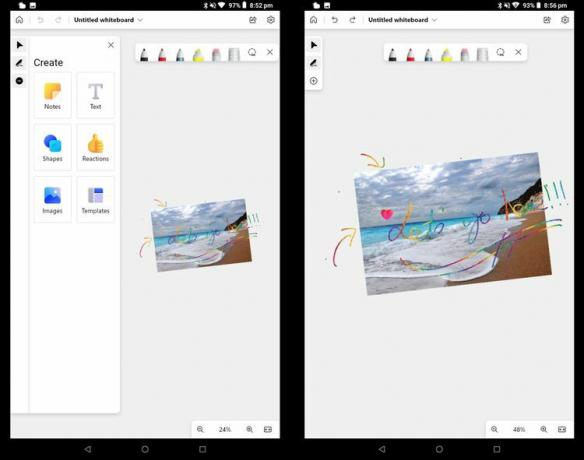 Microsoft Whiteboardi rakendus Android-tahvelarvutis.