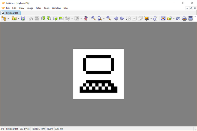 XBM-toetsenbordbestand geopend in XnView
