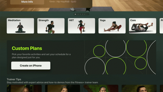 Apple Fitness Plus a tvOS 17 rendszeren.