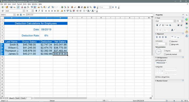 Selecteren van de gegevens die naar hemelsblauw moeten worden gewijzigd in OpenOffice Calc.