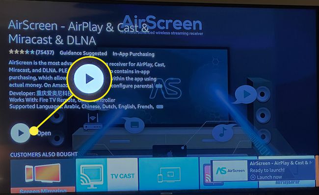 Cómo abrir la aplicación AirScreen en Amazon Fire TV Stick.