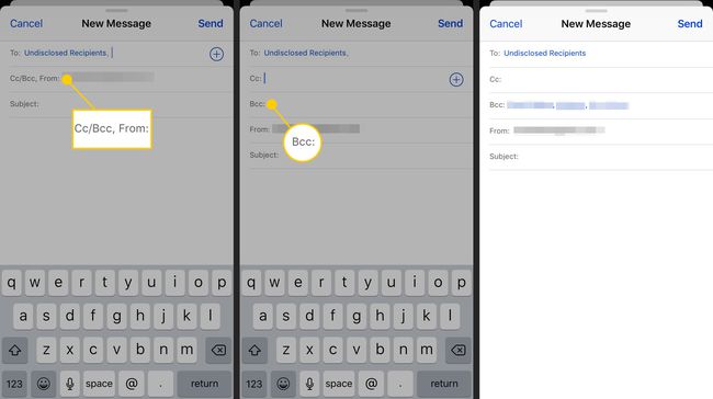 Inserindo destinatários na linha BCC de um e-mail no iPhone