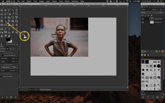 Skalierungswerkzeug in Gimp für macOS