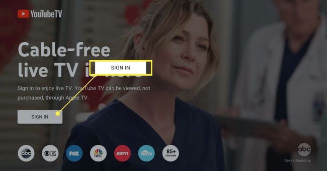 YouTube टीवी साइन इन बटन