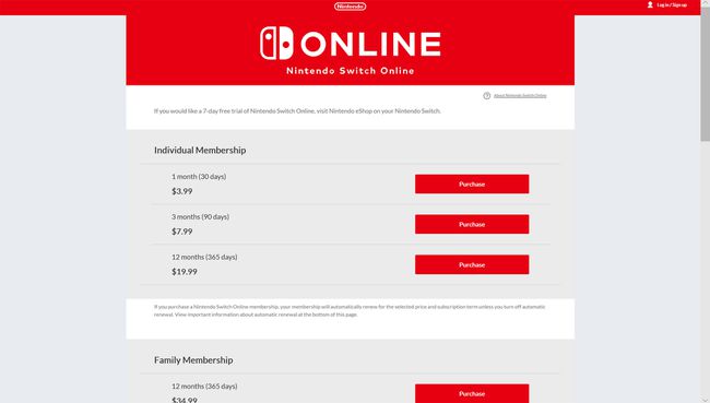 Kupowanie członkostwa rodzinnego Nintendo Switch Online na oficjalnej stronie Nintendo.