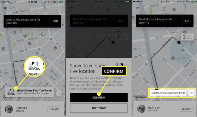 Live-Standortfreigabe in Uber