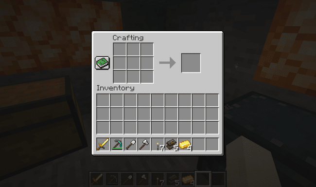 Интерфейсът на таблицата за изработка в Minecraft.