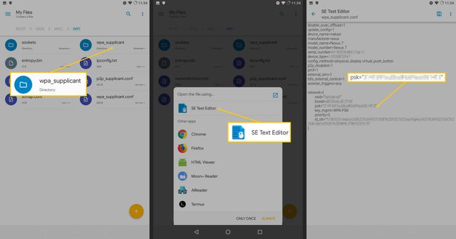 wpa_supplicant könyvtár, SE szövegszerkesztő, psk szöveges fájlban Androidon