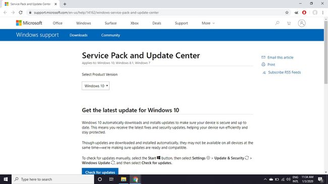 Windows 서비스 팩 업데이트 센터 페이지를 방문하여 OS에 대한 최신 업데이트를 다운로드하십시오.
