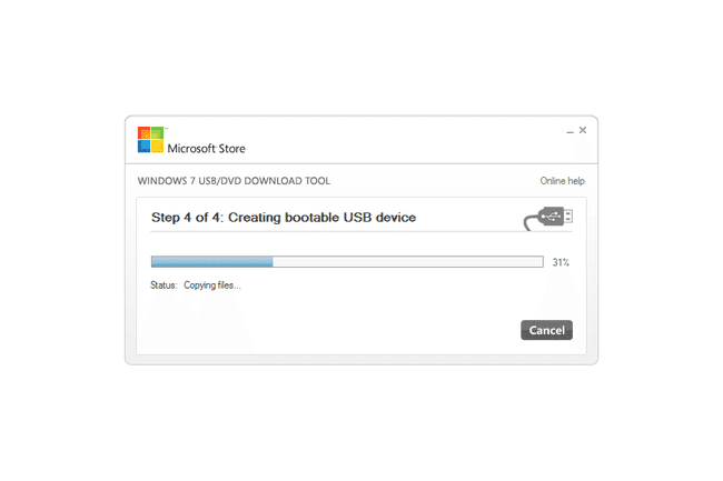 Windows 7 USBDVD İndirme Aracının Dosyaları Kopyalama Ekran Görüntüsü