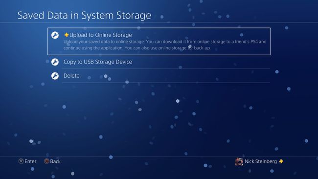 Carregando dados salvos do PS4 para o Cloud Storage.