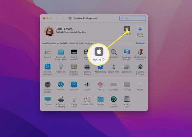 La ubicación del ID de Apple en macOS.