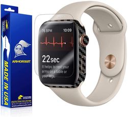 ArmorSuit Apple Watch 44 mm schermbeschermer plus zwarte koolstofvezel huidbeschermer