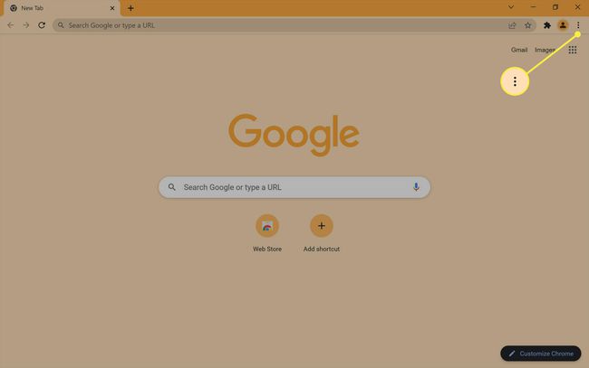 Navegador web Google Chrome abierto en Windows con tema naranja.