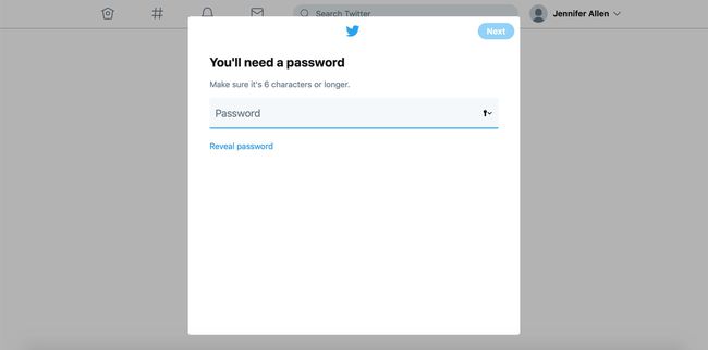 Twitter nytt lösenordsskärm