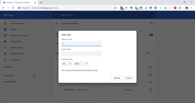 Configuración de Autocompletar de Chrome