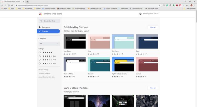 Tienda web de Chrome que muestra temas.