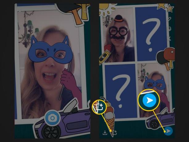 Butoanele Partajați ca poveste, Partajați prietenilor din Snapchat