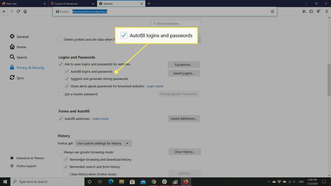 Opcja „Autouzupełnianie loginów i haseł” w Firefoksie