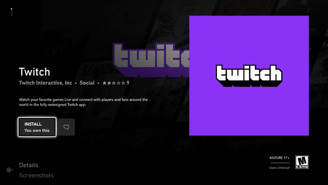 Twitch az Xbox Series X|S Store-ban.