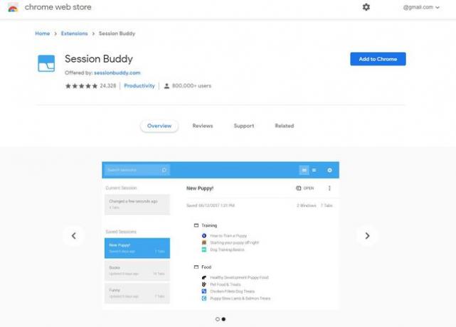 Session Buddy en Chrome Store