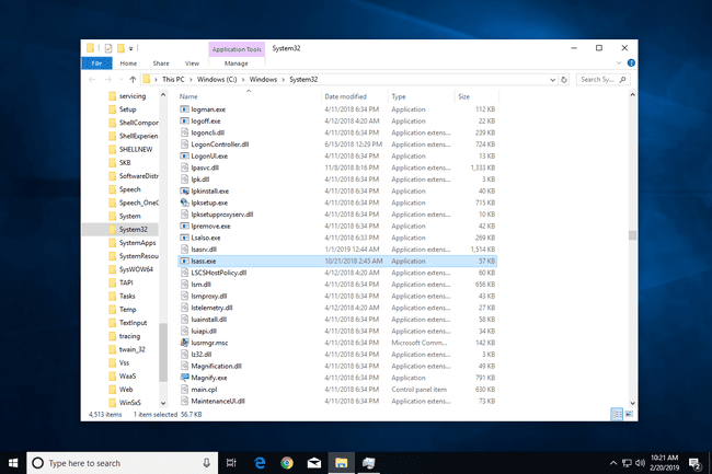 Lokacija mape Lsass.exe Windows 10