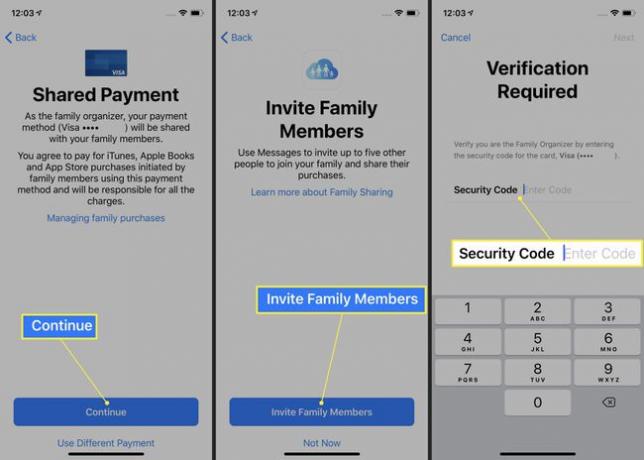 Płatność i zaproszenie do Family Sharing na iPhonie