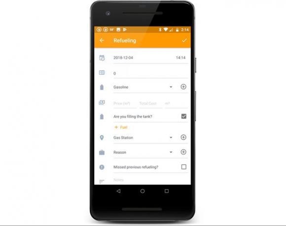 Die Drivvo-App wird auf einem Telefon angezeigt