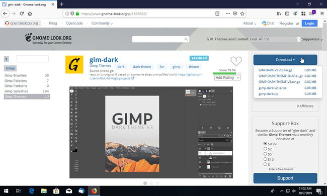 GIMP-Theme-Download-Seite